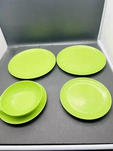 5-Piece Mid Century 60s Branchell ColorFlyte Melmac Lime Green Plates and Bowl - Picture 1 of 11