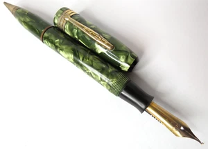 VINTAGE FOUNDEN WEAREVER GREEN DOUBLE FOUNDEN PEN & PENCIL GOLD TONE NIP - Picture 1 of 5