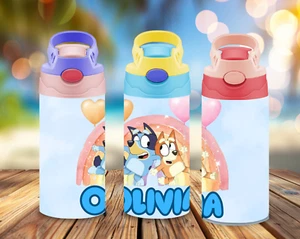 PERSONALISED Bluey Bingo KIDS Flip Top Stainless Steel Bottle Choose your colour - Picture 1 of 2