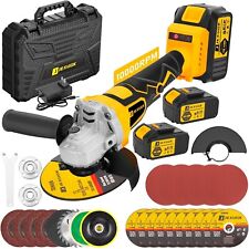 5" Cordless Angle Grinder Kit 21V 2x Batteries Grinders Brushless Metal Grinder