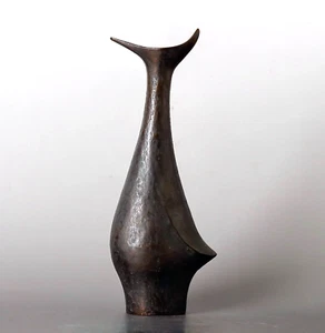 Unique shape Japanese Bronze vase by well known artist ZH2 - Picture 1 of 16