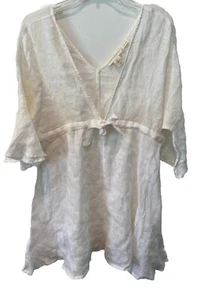 Cynthia Rowley Women 100% Linen White Sun Dress Flutter Sleeve Minimalist Sz S - Picture 1 of 7