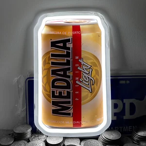 MEDALLA LIGHT Beer Can LED Neon Sign - Vintage Style Bar Pub Man Cave Light Y1 - Picture 1 of 5