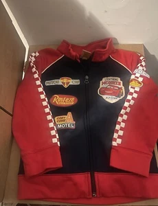 Disney Lightning McQueen Boys S(4) zip up Red navy blue patch jacket Sweater - Picture 1 of 24