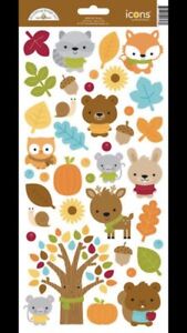 Doodlebug Design SWEATER WEATHER Cardstock Stickers Icons Fall Autumn Animals