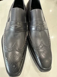 $378 New DONALD PLINER Charli Leather LOAFER Dress Shoes Men 9 Black Spain - Picture 1 of 9