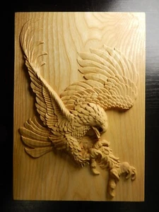 Wood carved picture wall decoration plaque. Eagle. Perfect gift - Picture 1 of 4