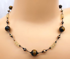 Vintage Tigers Eye, Pearl And Quartz Bead Necklace With 925 Silver Clasp & Beads