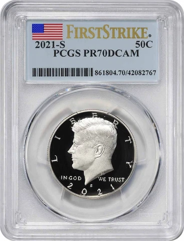 2021-S Kennedy Clad Half Dollar PR70DCAM First Strike PCGS Cover