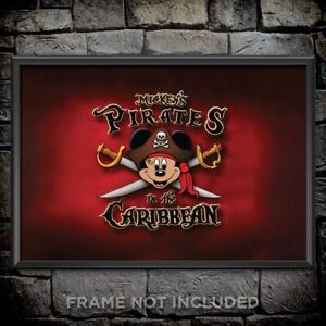 Pirates of the Caribbean Mickey Mouse Print Poster Disney Swords Wall Art Decor