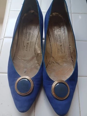 Bruno Magli Womens Italian Vtg Cobalt Blue Suede Leather Pumps Shoes Size 8.5 - Image 1 of 4