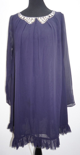 UNDERCOVER Abito con tenda a maniche lunghe Victorias Secret blu navy strass taglia S vestibilità sciolta