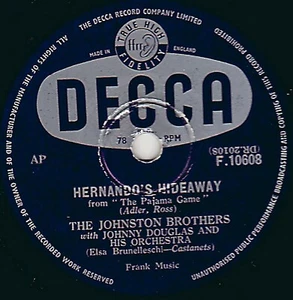 CLASSIC UK No.1 1954 JOHNSTON BROTHERS 78 HERNANDO'S HIDEAWAY DECCA F 10608 E- - Picture 1 of 1
