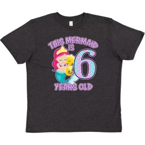 Inktastic This Mermaid Is 6 Years Old Youth T-Shirt Birthdays Six Toddler Cute - Picture 1 of 3