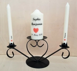 Handmade Personalised Heart Unity Candle set, with or without candle holder - Picture 1 of 7