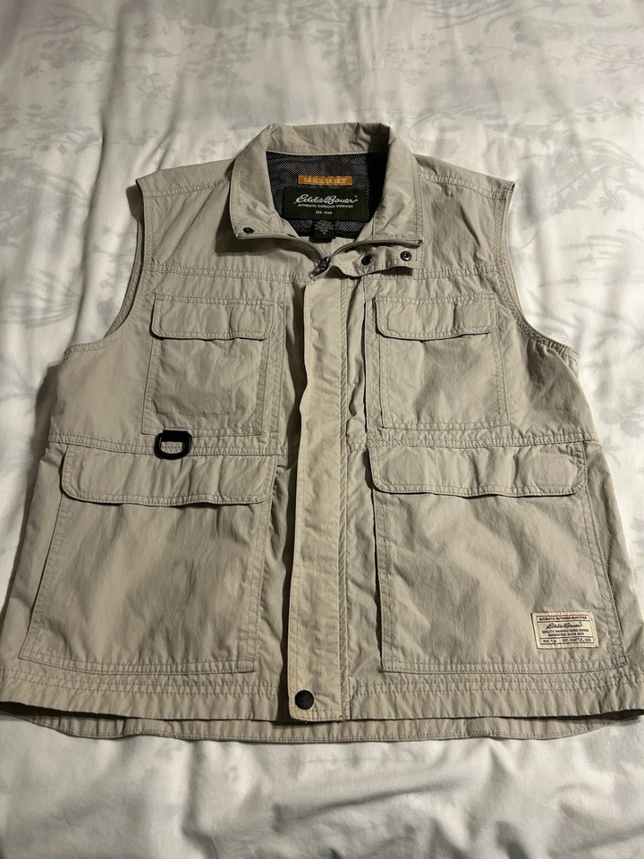 Chaleco de caza de pesca Eddie Bauer de colección para hombre cremallera mediana exterior carga utilitaria Foto 1 de 4