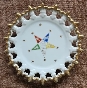 Masonic Freemason Order of the Eastern Star Plate Gold Rim P-1711 - Picture 1 of 4