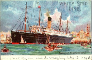 Postcard White Star Line Arabic At Constantinople Signed Charles Dixon 1905 - Picture 1 of 3