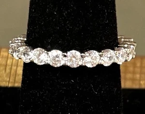 14K massives Weißgold Moissanit Ewigkeit Hochzeit/Jubiläum Band 2 Karat ctw - Bild 1 von 2