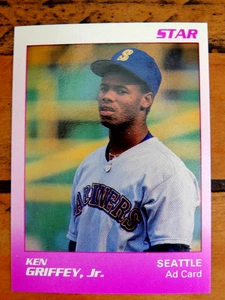KEN GRIFFEY JR 1989 THE STAR COMPANY PURPLE AD ROOKIE CARD #NNO MARINERS HOF - Foto 1 di 2