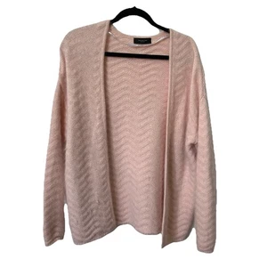 Selected Femme Angora Cardigan Womens M Pink Wavy Ribbed Knit Open Front - Bild 1 von 6