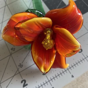 Murano Art Glass Flower Italy Hand Blown Glass Tiger Lily 14” - Picture 1 of 15