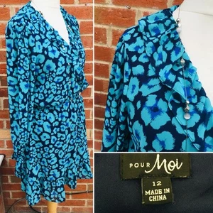 POUR MOI Size 16 Green Turquoise Floral Dress Wedding Holiday L10 - Picture 1 of 8