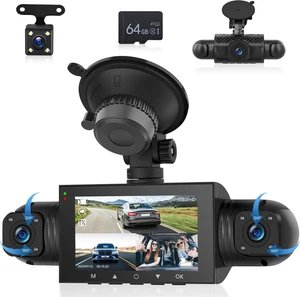 4 Canali Dashcam Auto 360°, 4 Telecamera HD 1080P Anteriore E Posteriore Sinistr - Foto 1 di 12