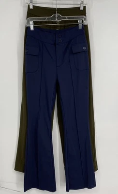 Halara Womens Green Blue Pockets Wide-Leg Ankle Pants Size Medium Lot Of 2 - Image 1 of 4