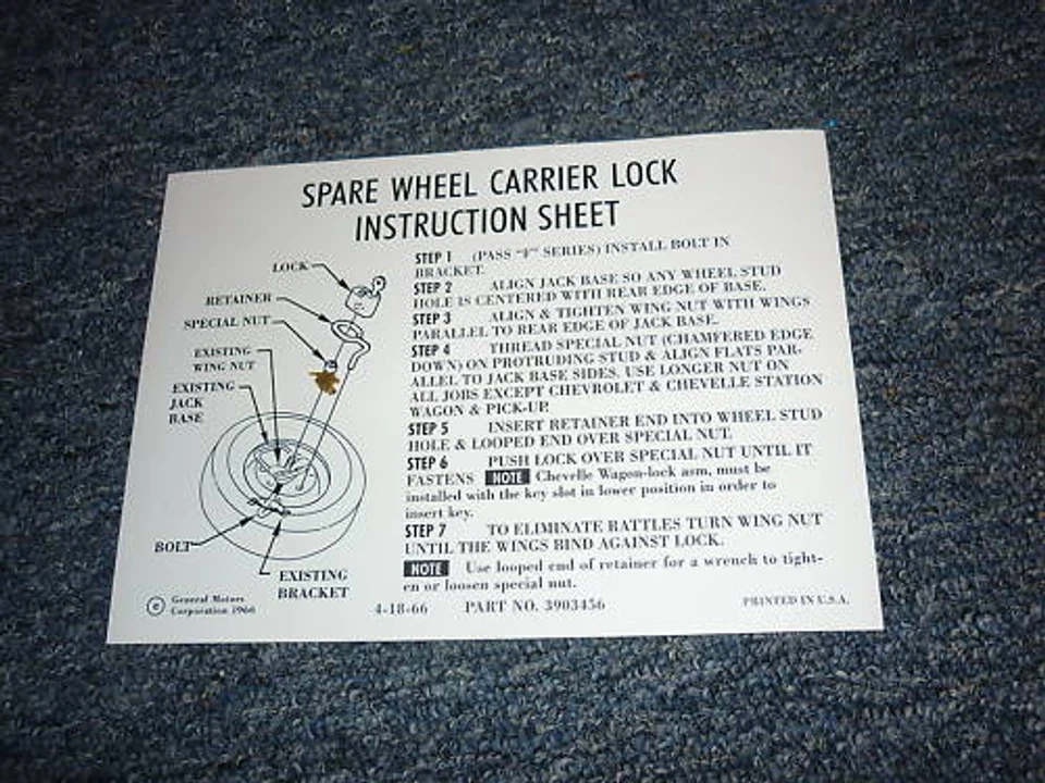 Chevrolet Chevelle Malibu 1967 1968 1969 cerradura de repuesto cubierta Foto 1 de 1