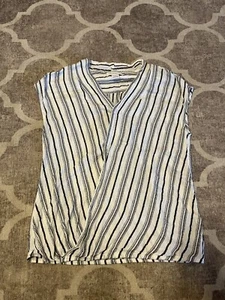 Camicia avvolgente a righe liz chiaroborne taglia piccola business senza maniche casual - Foto 1 di 5