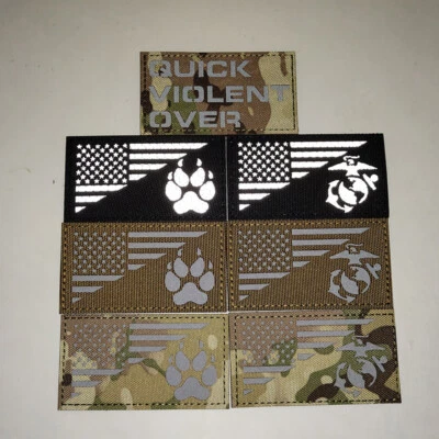 Reflective IR US FLAG K9 Paw Navy Seal IFF Tactical Hook&Look Patch Badge CP - Image 1 of 4