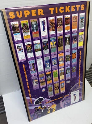 Póster de boletos vintage de la NFL Super Bowl XXXVI 2002 esbozos de Nueva Orleans arte Foto 1 de 4