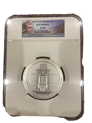 2010-P America The Beautiful Hot Springs 5 oz Silver ATB NGC SP68 - Image 1 of 2