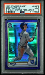 Bobby Witt Jr.2020 Bowman Draft Chrom Prospect Lila Refraktor #D / 250 - PSA 9 - Bild 1 von 2