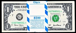 ONE (1) 2001 $1 BEP STAR 🌟NOTE CHICAGO G DISTRICT GEM CRISP UNC CONSECUTIVE 🌟 - Picture 1 of 4