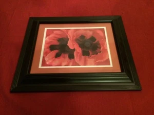 Colorful Red Poppy Floral Watercolor, Beautiful Black Frame, 18.5"W x 15.5H - Picture 1 of 5