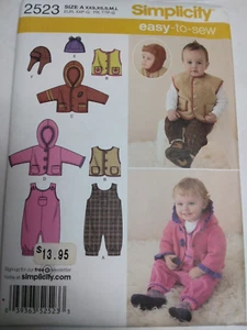 Snowsuit Bibs Hat Coat Fleece Infants XXS - L Simplicity 2523 Sewing Pattern - Picture 1 of 5