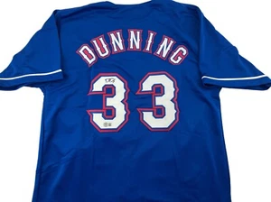 Dane Dunning signiert handsigniert blau Baseball Trikot COA Texas Rangers Pitcher - Bild 1 von 2
