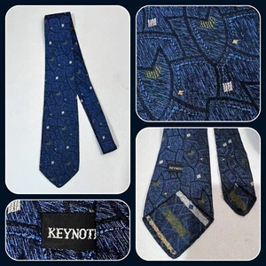 Vintage 1950s Keynote Navy Blue Abstract Patterned Neck Tie 3" W 50" L - Picture 1 of 6