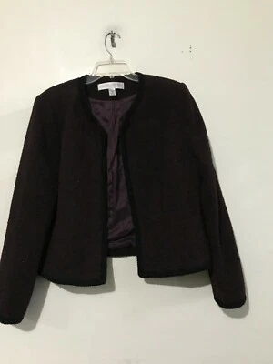 Valerie Stevens Size 14 Wool Burgundy Tweed Sparkle Suit Jacket Women Formal - Image 1 of 4