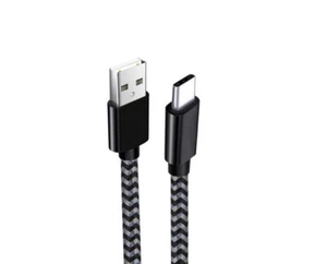 1 Meter USB A to USB Type-C Fast Charger Nylon Braided cable Cord -Grey/Black - Picture 1 of 6