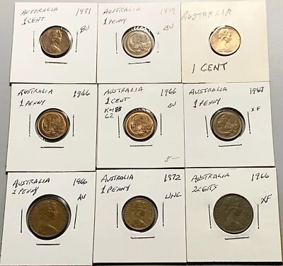 批量9枚澳大利亚硬币 — 第 1/2 张图片