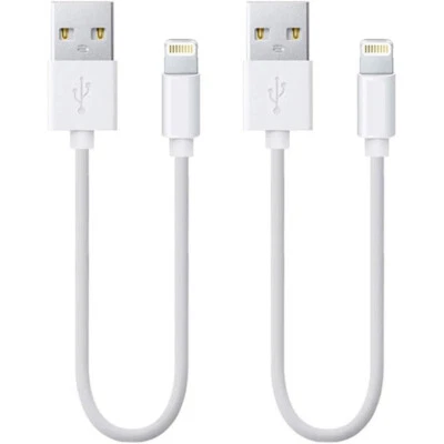 2 Pack 20cm Short Data Charging USB Cable Cord for Apple iPhone iPad iPod Bulk - Image 1 of 3