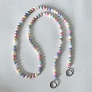 Crossbody Lanyard Necklace Strap Macaron Color Beads Universal Long Hanging Rope - Zdjęcie 1 z 11