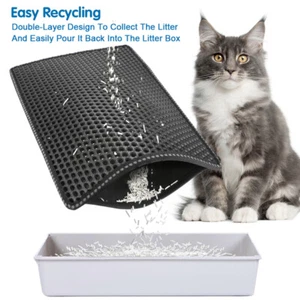 21''x14'' Cat Litter Mat Double Layer Mat w/ MiLi Shape Scratching Waterproof US - Picture 1 of 29