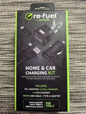 DIGIPOWER RE-FUEL. HOME&CAR CHARGING KIT USB TYPE-C for GOPRO HERO5. HeroSession - Image 1 of 4