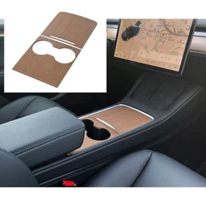For Tesla Model 3 Y 2020-22 Wood Grain ABS Central Console Panel Cover Trim I - Bild 1 von 9