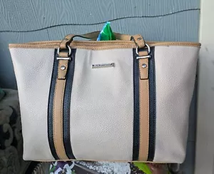 Dana Buchman Tan Tote with Brown Stripe Purse - Tri Tone - Picture 1 of 9