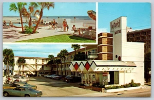 Postcard Imperial Beach Motel Swimming Pool Old Cars Daytona Beach, FL I9 - Picture 1 of 2